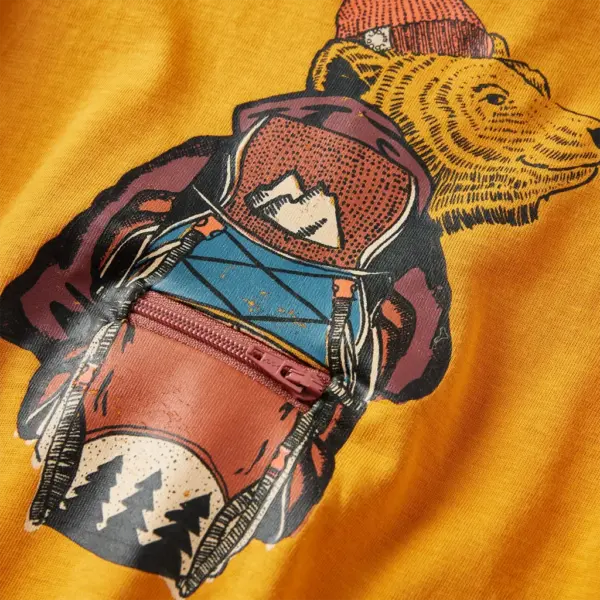 Pikkade varrukatega lastesärk karuprindiga, ooker, 100% puuvill, suurus 116 – 4