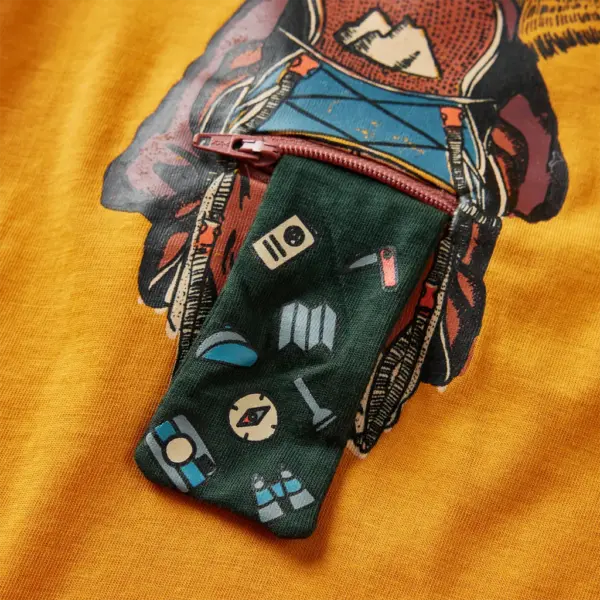 Pikkade varrukatega lastesärk karuprindiga, ooker, 100% puuvill, suurus 116 – 5