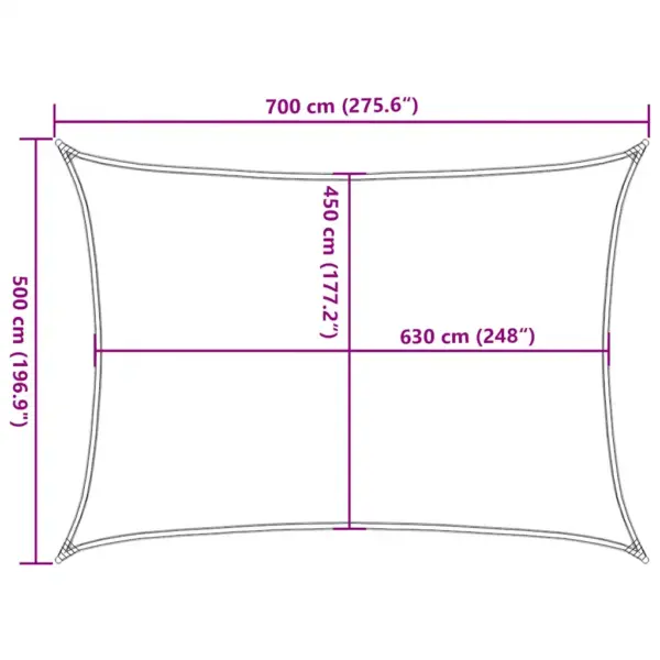 Ristkülikukujuline päikesepuri, oranž HDPE, 5 x 7 m, 160 g/m² – 10