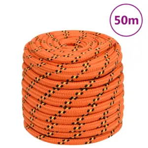Punutud polüpropüleenist paadiköis, oranž, 18 mm, 50 m