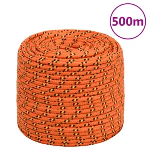 Oranž polüpropüleenist paadiköis, punutud, 8 mm, 500 m, tõmbetugevus 420 kg