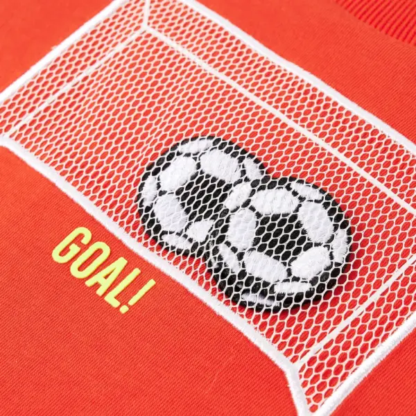 Pikkade varrukatega lastesärk jalgpallivärava trükiga, erkoranž, 128 (7–8 a) – 4