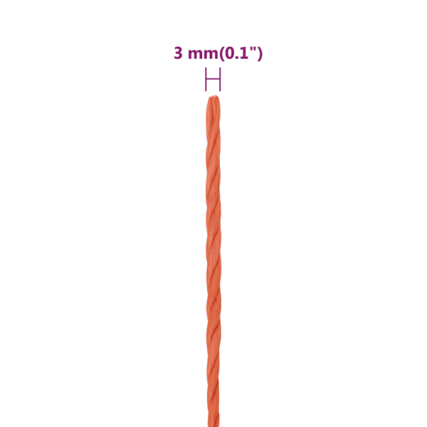 Punutud polüpropüleenist töököis, oranž, 3 mm, 100 m – 6