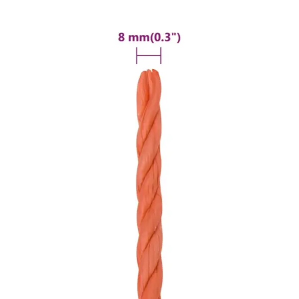 Punutud polüpropüleenist töököis, oranž, 8 mm, 250 m – 6