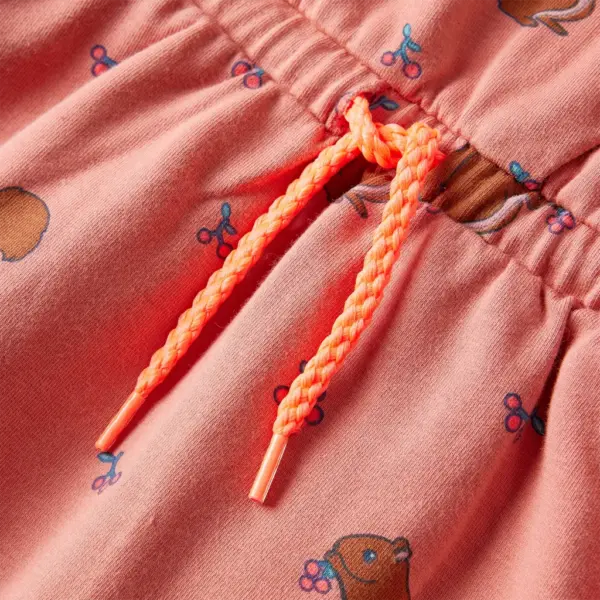 Oravamustriga laste kleit pingutusnööriga, vanaroosa, suurus 104 – 4