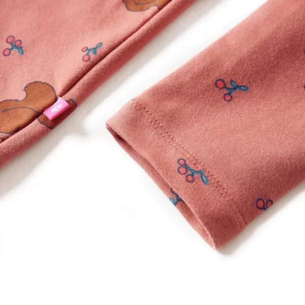 Oravamustriga laste kleit pingutusnööriga, vanaroosa, suurus 104 – 5