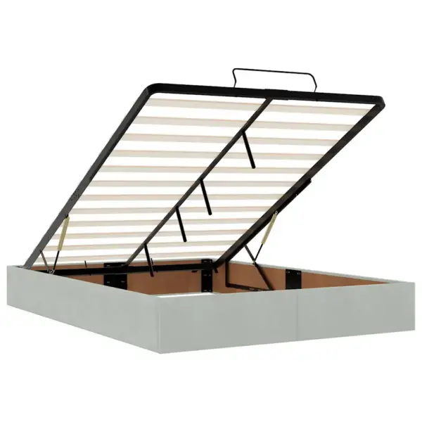 Panipaigaga ottoman-voodi madratsi ja kattemadratsiga, helehall samet, 140 x 200 cm – 12