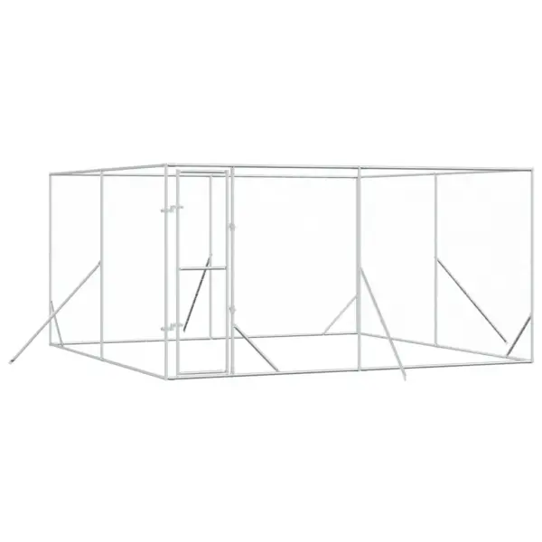 Õue koeraaedik väikeloomadele, hõbedane tsingitud teras, 4 x 4 x 2 m – 2