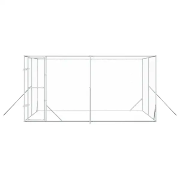 Õue koeraaedik väikeloomadele, hõbedane tsingitud teras, 4 x 4 x 2 m – 4