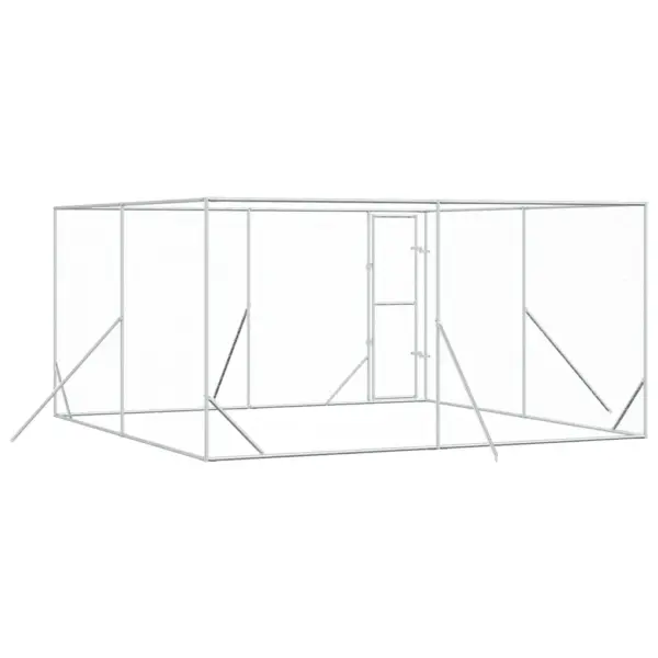 Õue koeraaedik väikeloomadele, hõbedane tsingitud teras, 4 x 4 x 2 m – 6