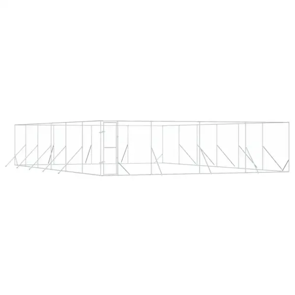 Õue loomaaedik lukustatava väravaga, hõbedane tsingitud teras, 8 x 12 x 2 m – 2