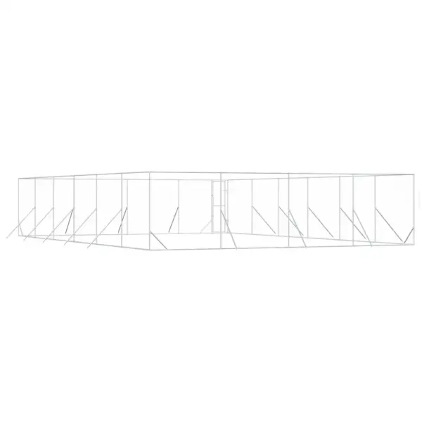 Õue loomaaedik lukustatava väravaga, hõbedane tsingitud teras, 8 x 12 x 2 m – 7