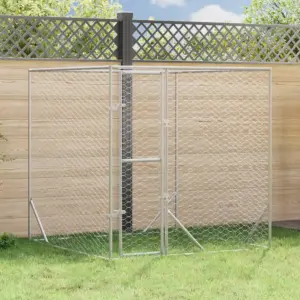 Õue koeraaedik ja väikeloomade aedik, hõbedane tsingitud teras, 2 x 2 x 2 m