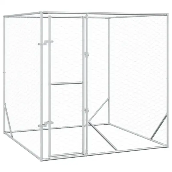 Õue koeraaedik ja väikeloomade aedik, hõbedane tsingitud teras, 2 x 2 x 2 m – 2