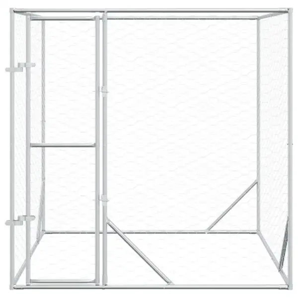 Õue koeraaedik ja väikeloomade aedik, hõbedane tsingitud teras, 2 x 2 x 2 m – 4