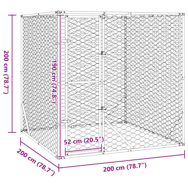 Õue koeraaedik ja väikeloomade aedik, hõbedane tsingitud teras, 2 x 2 x 2 m – 8