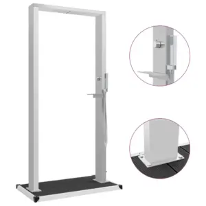 Õuedušipaneel alusega, WPC ja harjatud roostevaba teras, hõbedane/hall, 210 cm