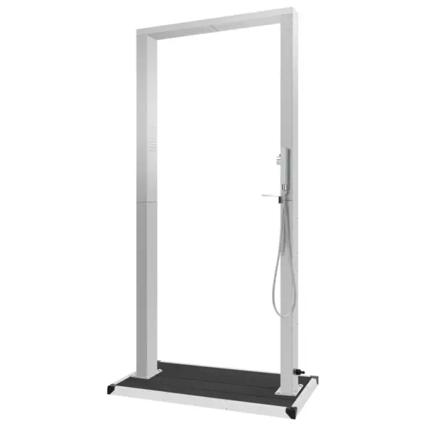 Õuedušipaneel alusega, WPC ja harjatud roostevaba teras, hõbedane/hall, 210 cm – 4