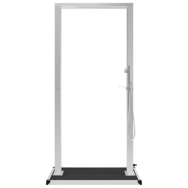 Õuedušipaneel alusega, WPC ja harjatud roostevaba teras, hõbedane/hall, 210 cm – 5