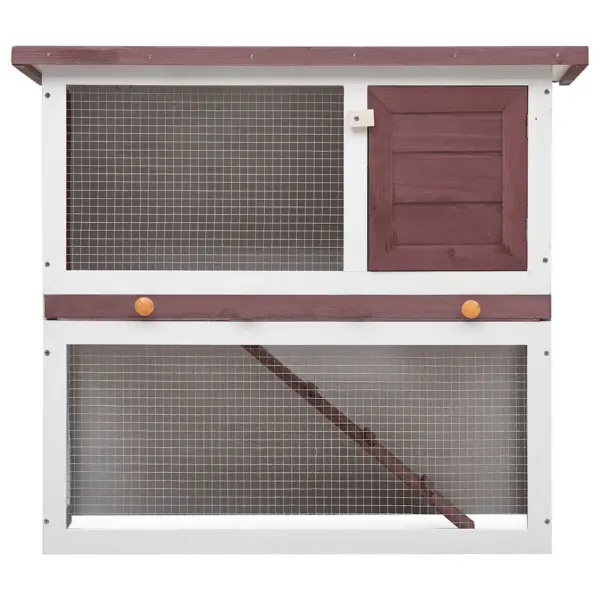 Õueküülikupuur kaldtee ja väljatõmmatava alusega, pruun/valge, 90 x 45 x 80 cm – 3