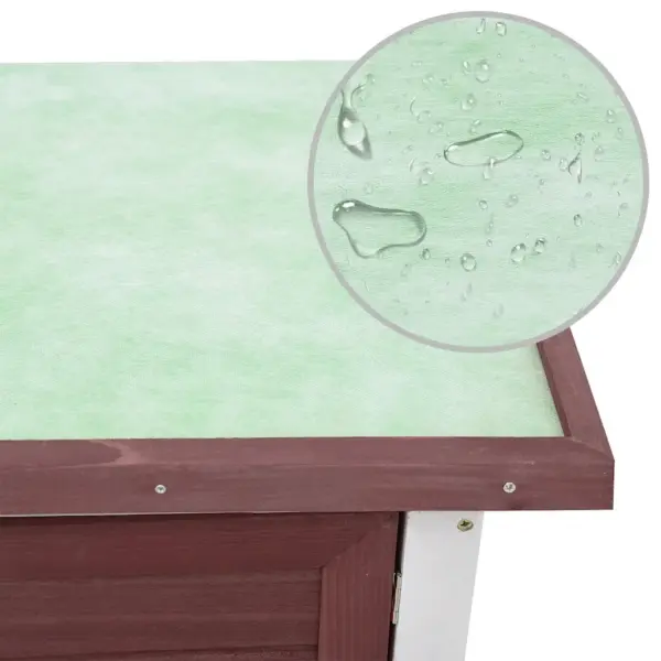 Õueküülikupuur kaldtee ja väljatõmmatava alusega, pruun/valge, 90 x 45 x 80 cm – 7