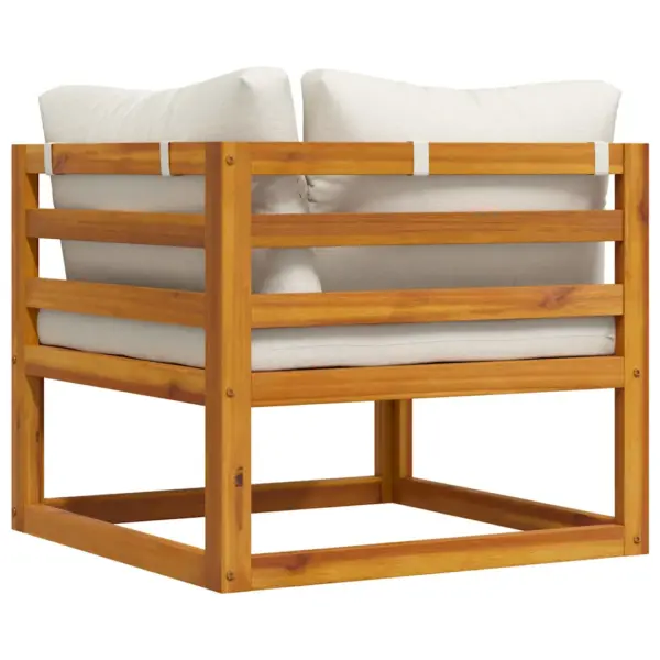 Õuemööbli moodul-nurgadiivan kreemjasvalgete patjadega, õliviimistlusega täisakaatsiapuit, 70 x 70 x 60 cm – 6