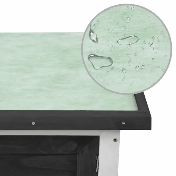 Õues kasutatav ühetasandiline küülikupuur väljatõmmatava alusega, hall-valge männipuit, 90 x 45 x 65 cm – 7