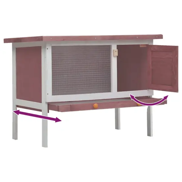 Õueküülikupuur 1-kihiline, pruun-valge, männipuidust raam, 90 x 45 x 65 cm – 5