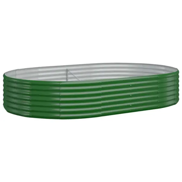 Ovaalne aia taimelava, galvaniseeritud teras, roheline, 214 x 140 x 36 cm – 2