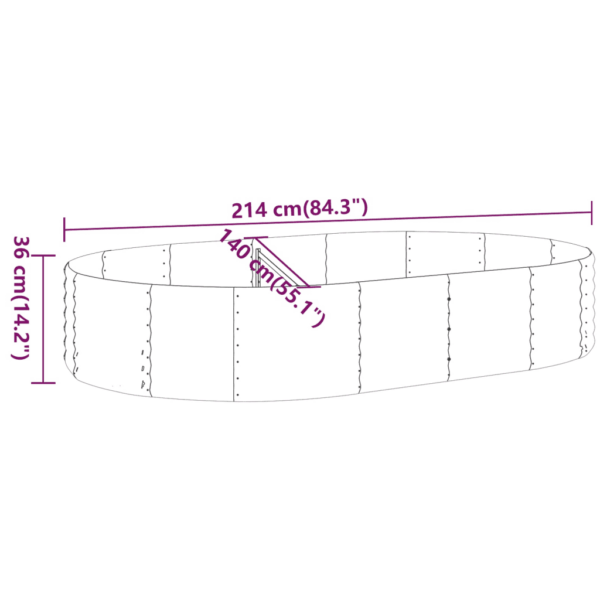 Ovaalne aia taimelava, galvaniseeritud teras, roheline, 214 x 140 x 36 cm – 6