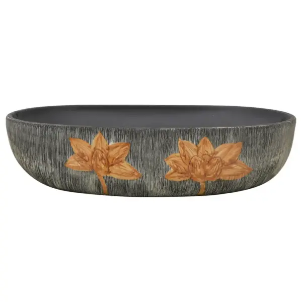 Tööpinnale paigaldatav keraamiline valamu, ovaalne, hall ja must, 59 x 40 x 14 cm – 3