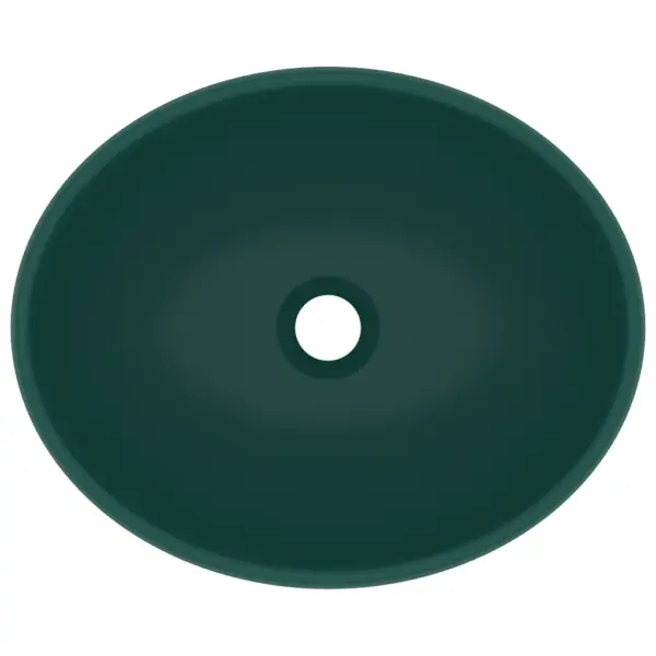 Ovaalne keraamiline valamu, matt tumeroheline, 40 x 33 cm – 4