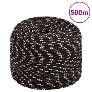 Polüpropüleenist paadiköis, must, 10 mm, 500 m rull