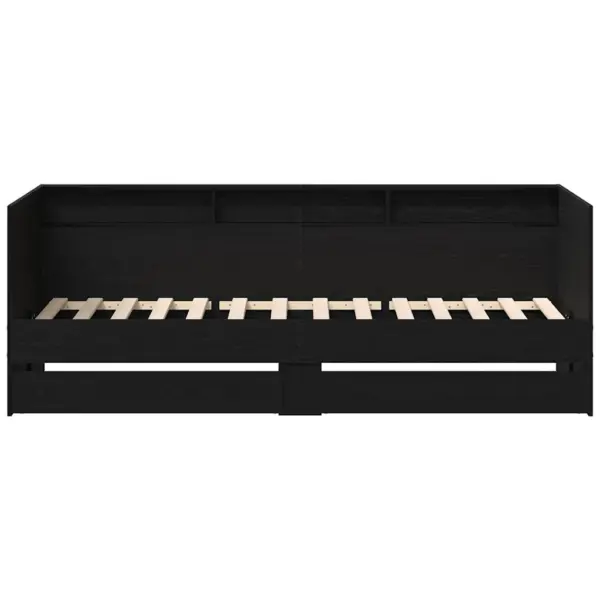 Päevavoodi sahtlitega üheinimesele, must tamm, tehispuit, madratsile 90 x 190 cm – 4