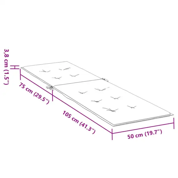 Päevitustooli istmepadi, vetthülgav punane oxford-kangas, (75 + 105) x 50 x 4 cm – 9
