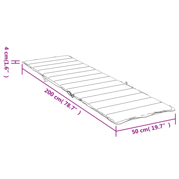Päevitustooli padi lehemustriga, roheline, oxford-kangas, 200 x 50 x 4 cm – 9