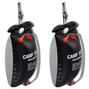 Päikeseküttega matkadušš, 20 L, must PVC, 2 tk