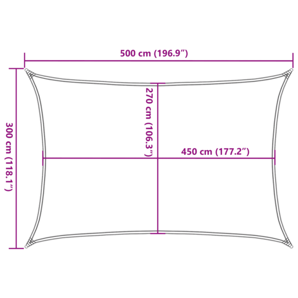 Ristkülikukujuline päikesepuri, antratsiithall 160 g/m² HDPE, 3 x 5 m – 10