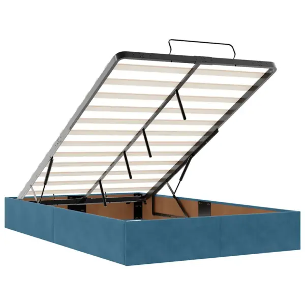 Panipaigaga ottoman-voodi LED-valgustusega, madratsi ja kattemadratsiga, tumesinine samet, 120 x 190 cm – 13