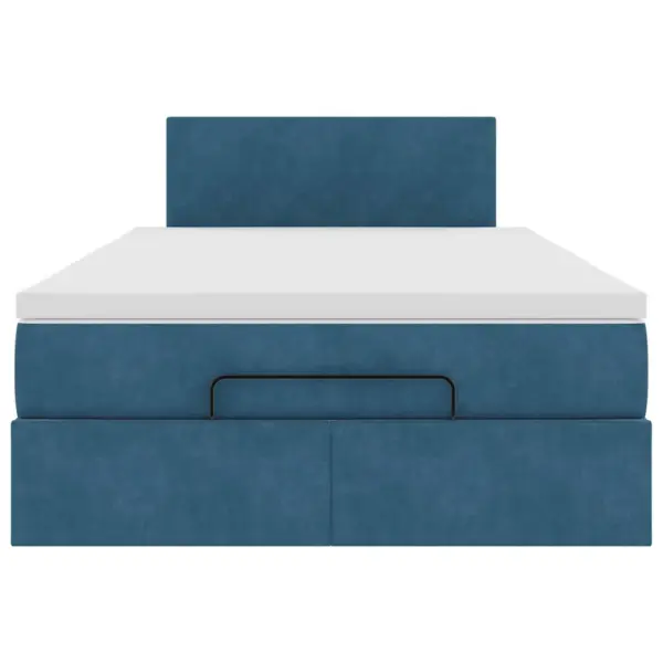 Panipaigaga ottoman-voodi LED-valgustusega, madratsi ja kattemadratsiga, tumesinine samet, 120 x 190 cm – 8