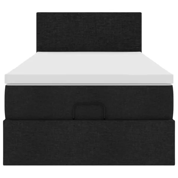 Panipaigaga ottomani voodi madratsi, kattemadratsi ja LED-valgustusega, must kangas, 100 x 200 cm – 8
