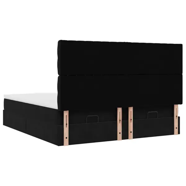 Panipaigaga ottomani voodiraami komplekt madratsite ja kattemadratsitega, must samet, 200 x 200 cm – 9