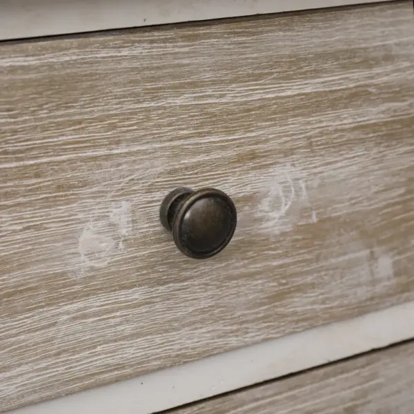 Vanaaegse stiiliga öökapp 2 sahtliga, Paulownia puidust, valge ja puiduvärvi, 35 x 30 x 50 cm – 6