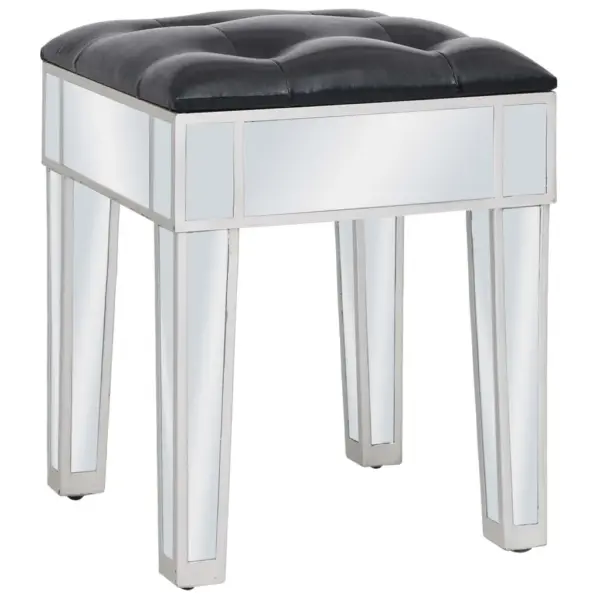 Peegelpinnaga tualettlaud tooliga, hõbedane, peegelklaas ja MDF, kunstnahkistmega – 7