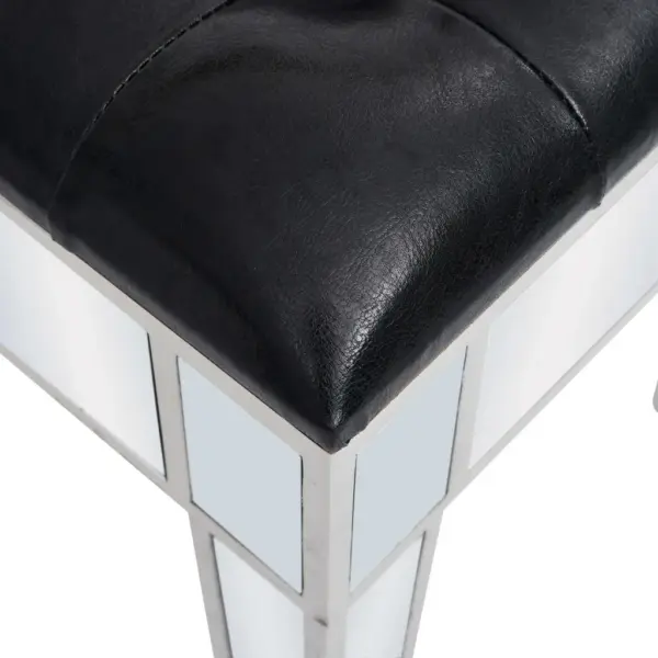 Peegelpinnaga tualettlaud tooliga, hõbedane, peegelklaas ja MDF, kunstnahkistmega – 9