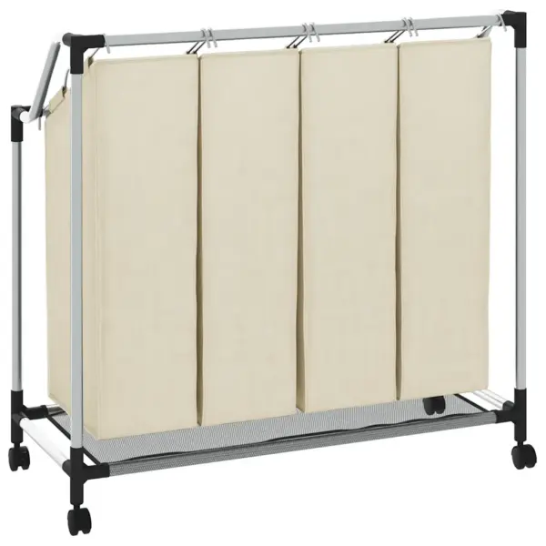 Pesusorteerija 4 kotiga ratastel, kreemjasvalge, terasraam – 7