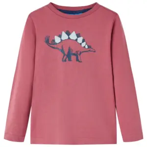 Pika varrukaga lastesärk dinosauruse trükiga, tumepunane, suurus 116