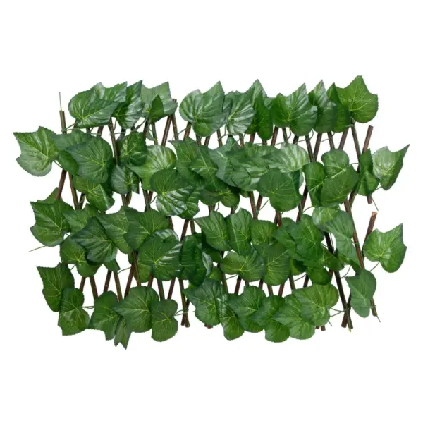 Pikendatav aiavõre kunstviinamarjalehtedega, roheline, PVC ja puit, 40–180 x 20–30 cm - 2