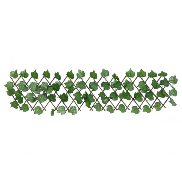 Pikendatav aiavõre kunstviinamarjalehtedega, roheline, PVC ja puit, 40–180 x 20–30 cm - 3