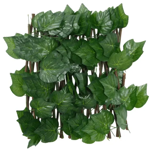 Pikendatav aiavõre kunstviinamarjalehtedega, roheline, PVC ja puit, 40–180 x 20–30 cm - 4